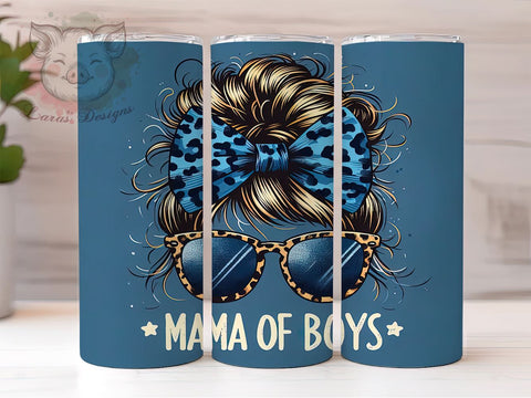 Messy Bun 20 oz Skinny Tumbler Sublimation Design, Straight & Tapered Tumbler Png, Mama of Boys Tumbler Png, Digital Download PNG Sublimation Lara' s Designs 
