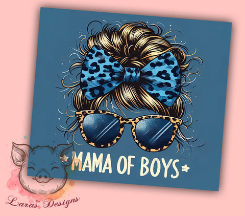 Messy Bun 20 oz Skinny Tumbler Sublimation Design, Straight & Tapered Tumbler Png, Mama of Boys Tumbler Png, Digital Download PNG Sublimation Lara' s Designs 