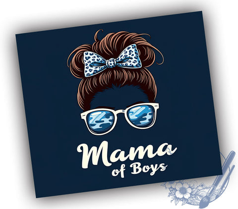 Messy Bun 20oz Skinny Tumbler PNG, Mama of Boys Tumbler Sublimation Wrap, Straight & Tapered Tumbler Wrap, Instant Digital Download Sublimation ToriDesigns 