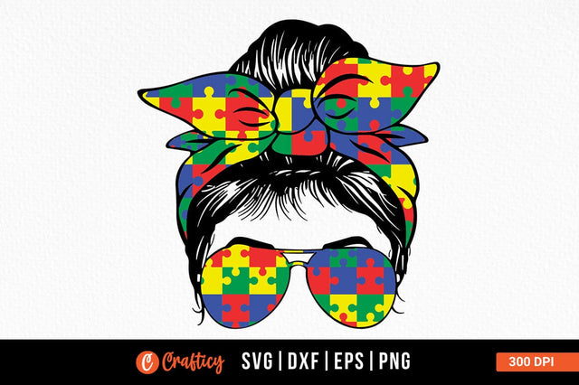 Messy Bun Autism vector SVG Design SVG Designangry 