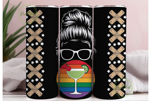 Messy Bun Bartender 20oz Tumbler Wrap Sublimation PixelChick 