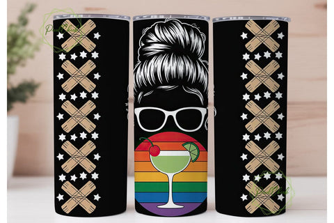 Messy Bun Bartender 20oz Tumbler Wrap Sublimation PixelChick 