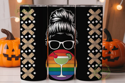 Messy Bun Bartender 20oz Tumbler Wrap Sublimation PixelChick 