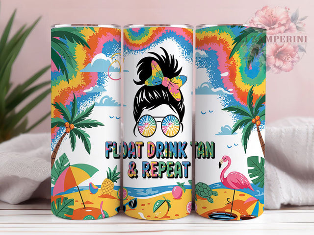 Messy Bun Beach Hair Summer Tumbler, Float Drink Tan Wrap, 20oz Sublimation Design, Cute Summer Girl Cup, Pool Day Tumbler, Summer Vibes Wrap, Beach Hair Tumbler Sublimation Li Zamperini 