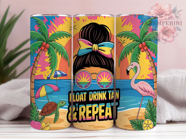 Messy Bun Beach Hair Summer Tumbler, Float Drink Tan Wrap, 20oz Sublimation Design, Cute Summer Girl Cup, Pool Day Tumbler, Summer Vibes Wrap, Beach Hair Tumbler Sublimation Li Zamperini 