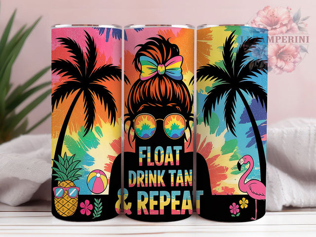 Messy Bun Beach Hair Summer Tumbler, Float Drink Tan Wrap, 20oz Sublimation Design, Cute Summer Girl Cup, Pool Day Tumbler, Summer Vibes Wrap, Beach Hair Tumbler Sublimation Li Zamperini 