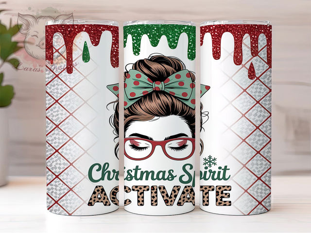 Messy Bun Christmas Tumbler, Holiday Hair Wrap, Christmas Spirit Sublimation Design, Festive Girl Cup, 20Oz Skinny Tumbler Wrap, Cute Holiday Mug, Funny Christmas Hair Design Sublimation Lara' s Designs 