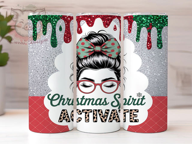 Messy Bun Christmas Tumbler, Holiday Hair Wrap, Christmas Spirit Sublimation Design, Festive Girl Cup, 20Oz Skinny Tumbler Wrap, Cute Holiday Mug, Funny Christmas Hair Design Sublimation Lara' s Designs 