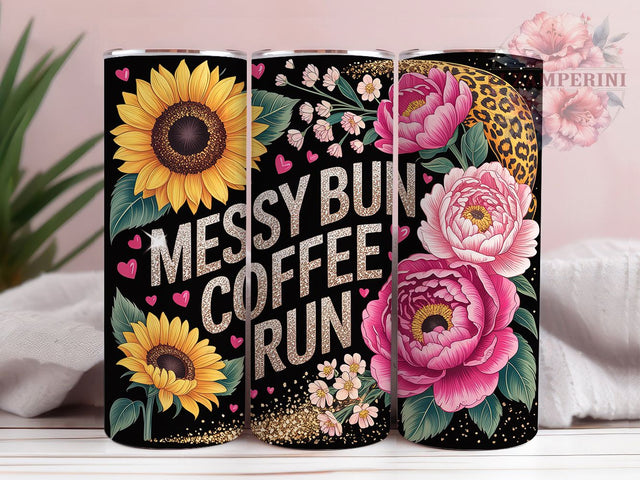 Messy Bun Coffee Run 20oz Tumbler, Mom Life Tumbler, Sublimation Wrap, 20oz Tumbler Design, Mother’s Day Gift, PNG Tumbler Wrap, Mom Quote Sublimation Li Zamperini 