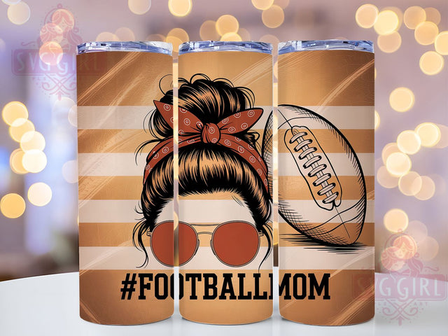 Messy Bun Football Mom Tumbler Wrap, Football Mom Messy Bun, Football Sublimation, 20oz Skinny Tumbler, Football Mom Gift, Sports Mom Tumbler, Game Day Png Sublimation SvggirlplusArt 