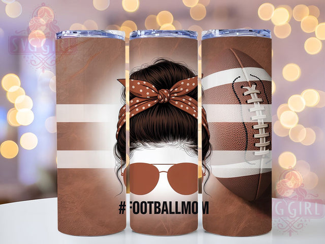 Messy Bun Football Mom Tumbler Wrap, Football Mom Messy Bun, Football Sublimation, 20oz Skinny Tumbler, Football Mom Gift, Sports Mom Tumbler, Game Day Png Sublimation SvggirlplusArt 