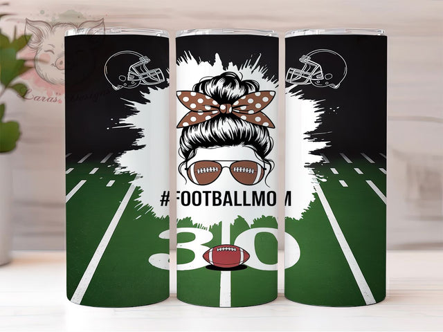 Messy Bun Football Mom Tumbler Wrap, Messy Bun Mom Wrap, 20oz Tumbler PNG, Sublimation Football Design, Game Day Mom Tumbler, Sports Mom Hair Wrap, Printable Mom Life Tumbler Sublimation Lara' s Designs 