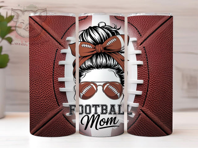 Messy Bun Game Day Mom Tumbler, Messy Bun Tumbler Wrap, 20oz Sublimation Design, Game Day Mom PNG, Sports Mom Cup Design, Printable Football Mom, American Football Tumbler Sublimation Lara' s Designs 