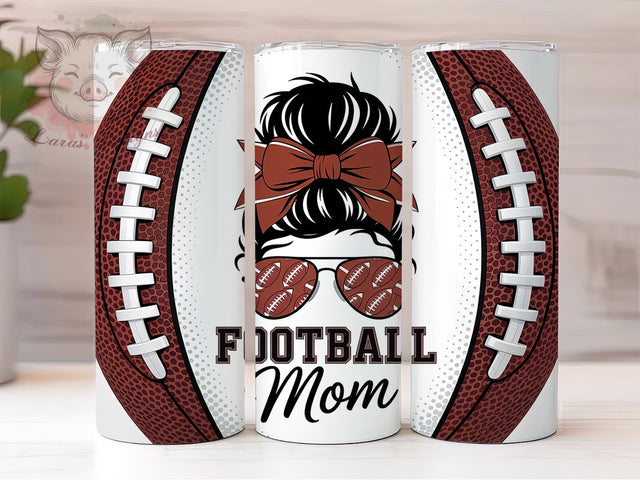 Messy Bun Game Day Mom Tumbler, Messy Bun Tumbler Wrap, 20oz Sublimation Design, Game Day Mom PNG, Sports Mom Cup Design, Printable Football Mom, American Football Tumbler Sublimation Lara' s Designs 