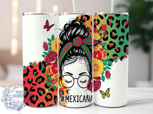 Messy Bun Latina Fiesta Tumbler, Hispanic Tumbler Wrap, Messy Bun Sublimation, 20oz Tumbler PNG, Latina Pride Tumbler, Mexican Culture Wrap, Fiesta Hair Tumbler Sublimation ToriDesigns 