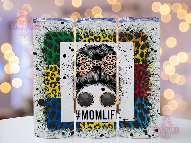 Messy Bun Mom Life 20oz Tumbler Wrap Sublimation Design, Straight Tapered Tumbler Wrap, Mom Leopard Tumbler Png, Instant Digital Download Sublimation SvggirlplusArt 