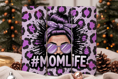 Messy Bun Mom Life 20oz Tumbler Wrap Sublimation DesignSVG 