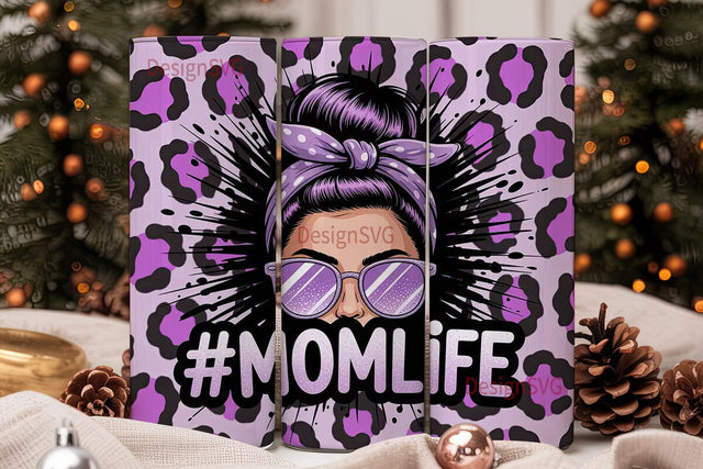 Messy Bun Mom Life 20oz Tumbler Wrap Sublimation DesignSVG 