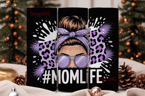 Messy Bun Mom Life 20oz Tumbler Wrap Sublimation DesignSVG 