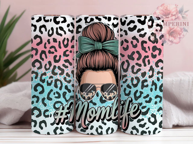 Messy Bun Mom Life Leopard Tumbler, Leopard Print Tumbler, Messy Bun Tumbler, 20oz Tumbler Wrap, Trendy Mom Tumbler, Mom Hair Tumbler, Animal Print Tumbler Sublimation Li Zamperini 