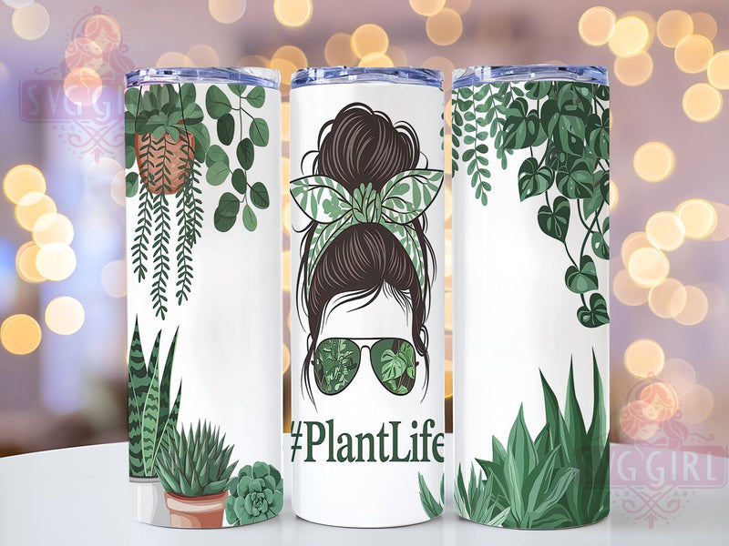 Messy Bun Plant Lover Tumbler Wrap, Messy Bun Tumbler, Crazy Plant Lady Wrap, 20oz Sublimation Design, Gardening Gift Tumbler, Floral Tumbler Wrap, Plant Lover Tumbler Sublimation SvggirlplusArt 