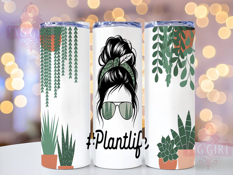 Messy Bun Plant Lover Tumbler Wrap, Messy Bun Tumbler, Crazy Plant Lady Wrap, 20oz Sublimation Design, Gardening Gift Tumbler, Floral Tumbler Wrap, Plant Lover Tumbler Sublimation SvggirlplusArt 