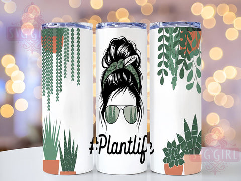 Messy Bun Plant Lover Tumbler Wrap, Messy Bun Tumbler, Crazy Plant Lady Wrap, 20oz Sublimation Design, Gardening Gift Tumbler, Floral Tumbler Wrap, Plant Lover Tumbler Sublimation SvggirlplusArt 
