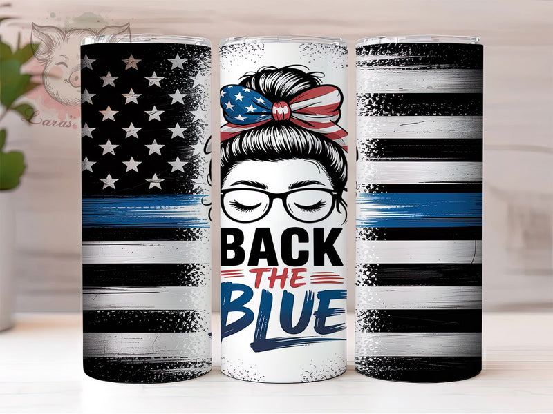 Messy Bun Police Wife Tumbler Wrap, Law Enforcement Support, Blue Line Tumbler, Messy Hair Design, Police Mom Tumbler, Back The Blue Decor, Sublimation Template Sublimation Lara' s Designs 