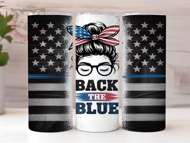Messy Bun Police Wife Tumbler Wrap, Law Enforcement Support, Blue Line Tumbler, Messy Hair Design, Police Mom Tumbler, Back The Blue Decor, Sublimation Template Sublimation Lara' s Designs 