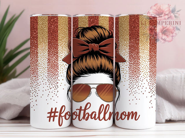 Messy Bun Proud Football Mom Tumbler Wrap, Messy Bun Football PNG, Game Day Tumbler, Proud Football Mom, 20oz Skinny Tumbler, Bleacher Life Tumbler, Team Mom Gift Sublimation Li Zamperini 