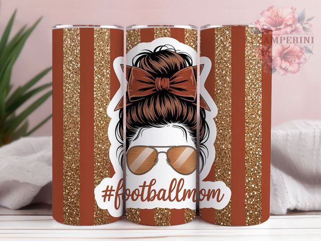 Messy Bun Proud Football Mom Tumbler Wrap, Messy Bun Football PNG, Game Day Tumbler, Proud Football Mom, 20oz Skinny Tumbler, Bleacher Life Tumbler, Team Mom Gift Sublimation Li Zamperini 