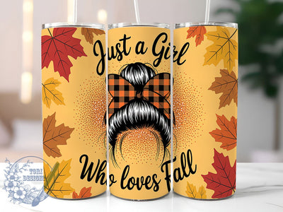 Messy Bun Pumpkin Spice Fall Tumbler, Girl Loves Fall Wrap, Autumn Hair Up Cup, 20oz Cozy Fall Tumbler, Pumpkin Spice Girl Mug, Cute Fall Messy Bun, Fall Aesthetic Wrap Sublimation ToriDesigns 