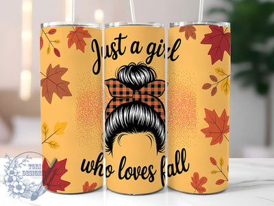 Messy Bun Pumpkin Spice Fall Tumbler, Girl Loves Fall Wrap, Autumn Hair Up Cup, 20oz Cozy Fall Tumbler, Pumpkin Spice Girl Mug, Cute Fall Messy Bun, Fall Aesthetic Wrap Sublimation ToriDesigns 