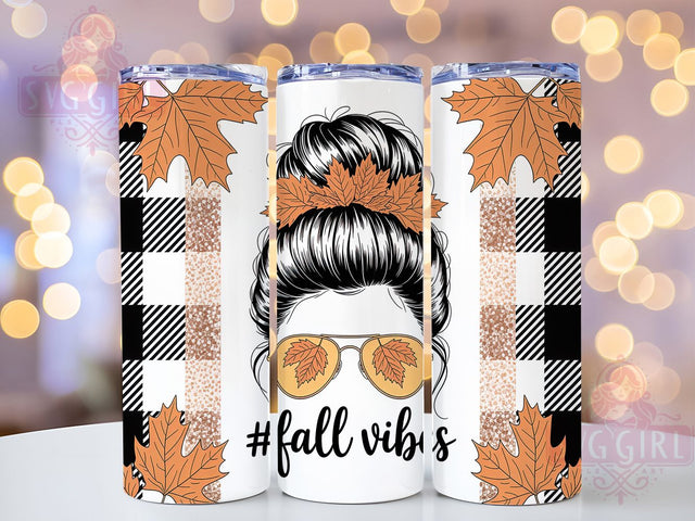 Messy Bun Pumpkin Spice Fall Tumbler Wrap, Fall Tumbler Png, Thanksgiving Tumbler, Autumn Mom Life, 20oz Skinny Tumbler, Pumpkin Spice Vibes, Sublimation Download Sublimation SvggirlplusArt 