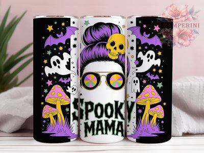Messy Bun Spooky Mama Tumbler Wrap, Messy Bun Tumbler Wrap, Halloween Tumbler Png, 20oz Skinny Tumbler, Sublimation Download, Mom Life Tumbler, Momster Png Sublimation Li Zamperini 