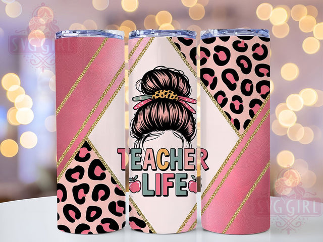 Messy Bun Teacher 20oz Tumbler, Messy Bun Wrap, Sublimation Gift, Educator Mug, 20oz Tumbler Design, Teacher Life Quote, Classroom Theme Sublimation SvggirlplusArt 