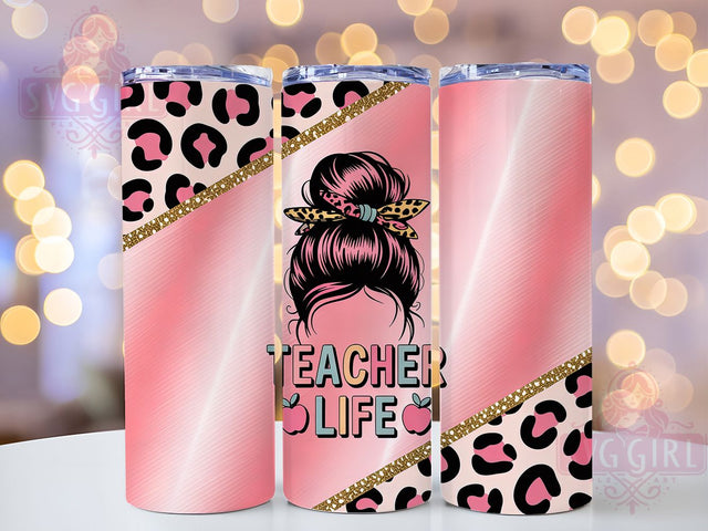 Messy Bun Teacher 20oz Tumbler, Messy Bun Wrap, Sublimation Gift, Educator Mug, 20oz Tumbler Design, Teacher Life Quote, Classroom Theme Sublimation SvggirlplusArt 