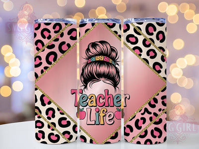 Messy Bun Teacher 20oz Tumbler, Messy Bun Wrap, Sublimation Gift, Educator Mug, 20oz Tumbler Design, Teacher Life Quote, Classroom Theme Sublimation SvggirlplusArt 