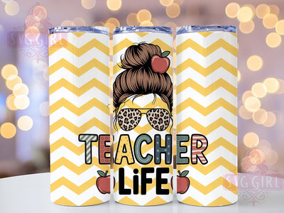 Messy Bun Teacher Life 20oz Tumbler, Messy Bun Wrap, Sublimation Gift, Educator Mug, 20oz Tumbler Design, Teacher Life Quote, Classroom Theme Sublimation SvggirlplusArt 