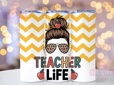Messy Bun Teacher Life 20oz Tumbler, Messy Bun Wrap, Sublimation Gift, Educator Mug, 20oz Tumbler Design, Teacher Life Quote, Classroom Theme Sublimation SvggirlplusArt 