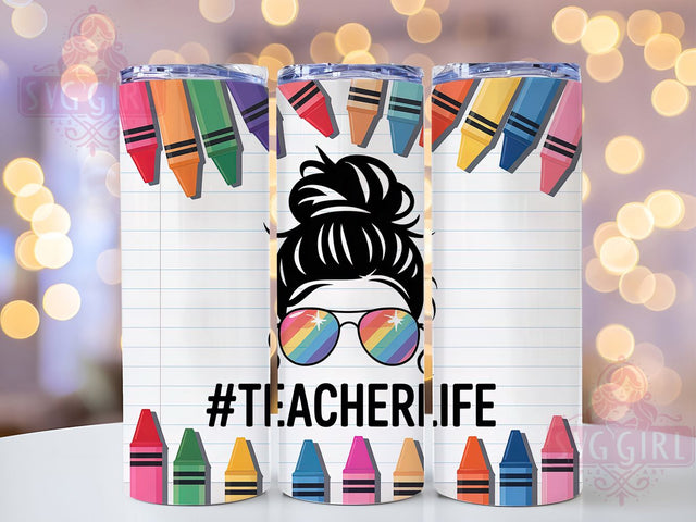 Messy Bun Teacher Life Tumbler Wrap, Messy Bun Life, Teaching Fashion Design, Educator Lifestyle Gift, Teacher Mom Style, Classroom Life Present, Teaching Day Look Sublimation SvggirlplusArt 