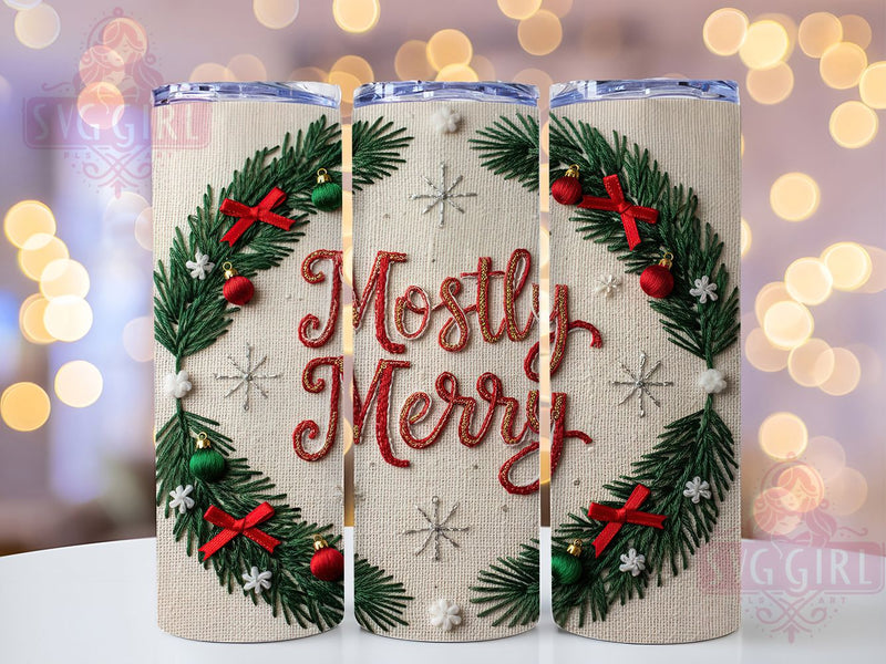 Messy Christmas Yarn Embroidery Tumbler, Latch Hook Sublimation Design, Faux Embroidery Holiday Art, 20oz Christmas Tumbler, Whimsical Yarn Mug, Cozy Handmade Cup, Festive Embroidery Wrap Sublimation SvggirlplusArt 