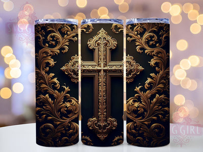 Metal Cross 20oz Tumbler Wrap Sublimation Design, Straight Tapered Tumbler Wrap, Christian Cross Tumbler Png, Instant Digital Download Sublimation SvggirlplusArt 