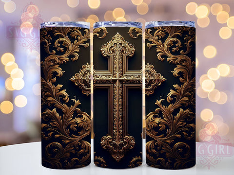 Metal Cross 20oz Tumbler Wrap Sublimation Design, Straight Tapered Tumbler Wrap, Christian Cross Tumbler Png, Instant Digital Download Sublimation SvggirlplusArt 