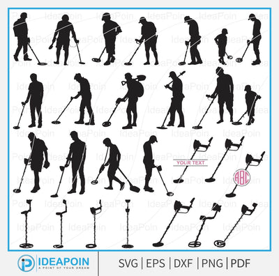 Metal detector Silhouette svg, Metal Detector svg, metal detecting, Metal Detector Clipart, Metal Detector Vector, Metal Detector Monogram SVG Dinvect 