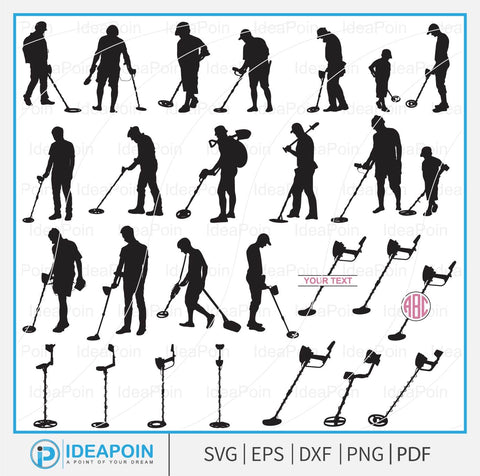 Metal detector Silhouette svg, Metal Detector svg, metal detecting, Metal Detector Clipart, Metal Detector Vector, Metal Detector Monogram SVG Dinvect 