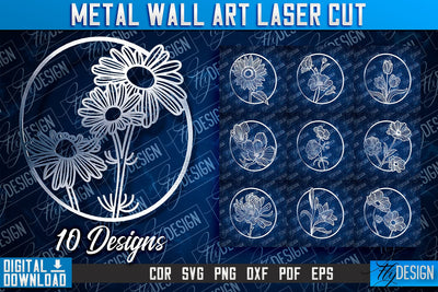 Metal Wall Art Laser Cut | Metal Flowers Laser Cut Design | CNC File SVG Fly Design 