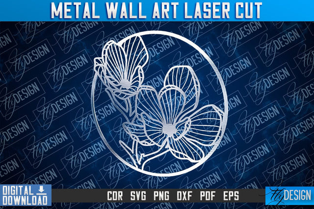 Metal Wall Art Laser Cut | Metal Flowers Laser Cut Design | CNC File SVG Fly Design 