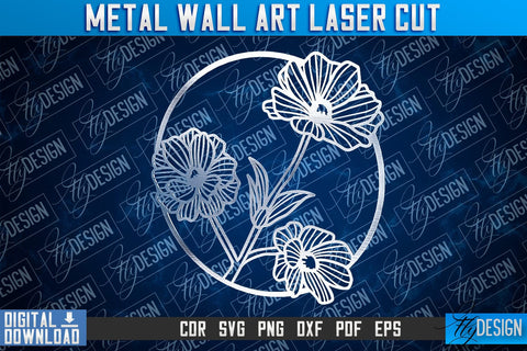 Metal Wall Art Laser Cut | Metal Flowers Laser Cut Design | CNC File SVG Fly Design 