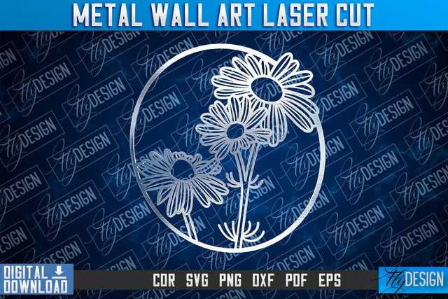 Metal Wall Art Laser Cut | Metal Flowers Laser Cut Design | CNC File SVG Fly Design 